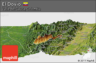 Physical Panoramic Map of El Dovio, satellite outside