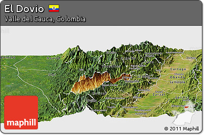 Physical Panoramic Map of El Dovio, satellite outside