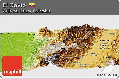 Shaded Relief Panoramic Map of El Dovio, physical outside