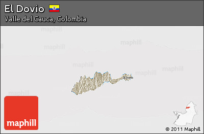 Shaded Relief Panoramic Map of El Dovio, single color outside