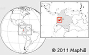 Blank Location Map of Valle del Cauca, highlighted country, within the entire country