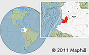 Savanna Style Location Map of Valle del Cauca, highlighted country, hill shading