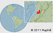 Savanna Style Location Map of Valle del Cauca, hill shading