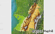 Physical Map of Valle del Cauca, satellite outside