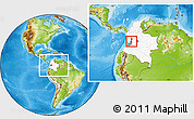 Physical Location Map of Obando, highlighted country, highlighted parent region, within the entire country