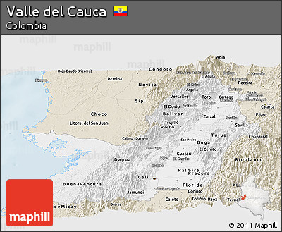 Classic Style Panoramic Map of Valle Del Cauca