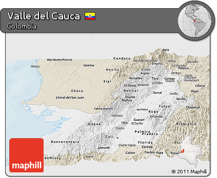 Classic Style Panoramic Map of Valle Del Cauca