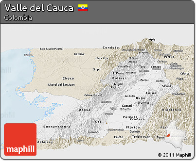 Classic Style Panoramic Map of Valle Del Cauca