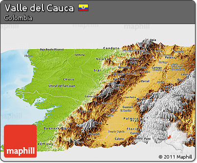 Physical Panoramic Map of Valle Del Cauca