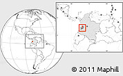 Blank Location Map of Restrepo, highlighted country, highlighted parent region, within the entire country