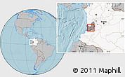 Gray Location Map of Restrepo, highlighted country, highlighted parent region, hill shading