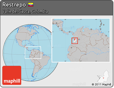 Gray Location Map of Restrepo, highlighted parent region, within the entire country