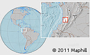 Gray Location Map of Restrepo, highlighted parent region, hill shading