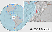 Gray Location Map of Restrepo, hill shading
