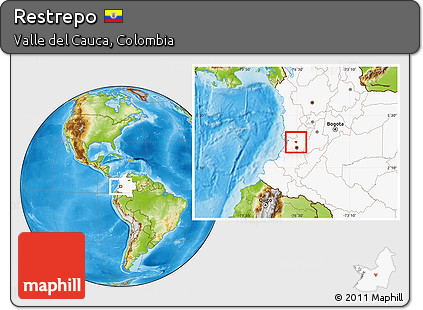 Physical Location Map of Restrepo, highlighted country