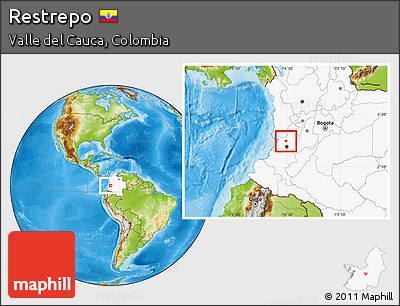 Physical Location Map of Restrepo, highlighted country
