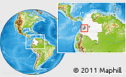 Physical Location Map of Restrepo, highlighted country, highlighted parent region, within the entire country