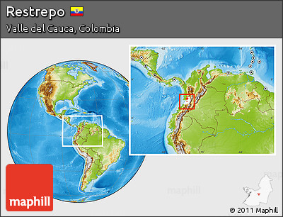 Physical Location Map of Restrepo, highlighted parent region, within the entire country