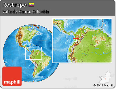 Physical Location Map of Restrepo, highlighted parent region, within the entire country