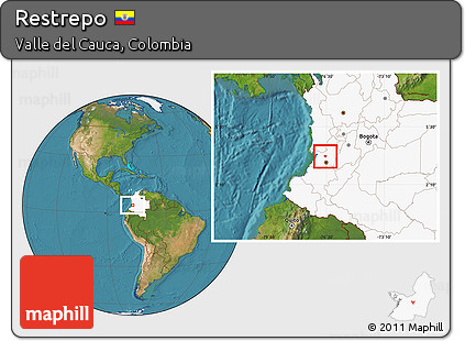 Satellite Location Map of Restrepo, highlighted country