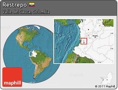 Satellite Location Map of Restrepo, highlighted country