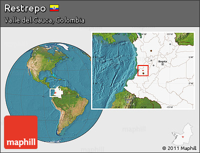 Satellite Location Map of Restrepo, highlighted country