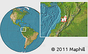 Satellite Location Map of Restrepo, highlighted parent region