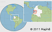 Savanna Style Location Map of Restrepo, highlighted country, highlighted parent region, within the entire country