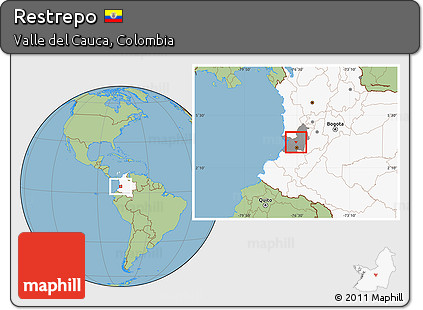 Savanna Style Location Map of Restrepo, highlighted country, highlighted parent region