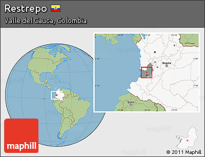 Savanna Style Location Map of Restrepo, highlighted country, highlighted parent region