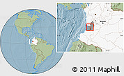 Savanna Style Location Map of Restrepo, highlighted country, highlighted parent region, hill shading