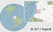 Savanna Style Location Map of Restrepo, highlighted country, hill shading