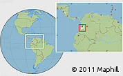 Savanna Style Location Map of Restrepo, highlighted parent region, within the entire country