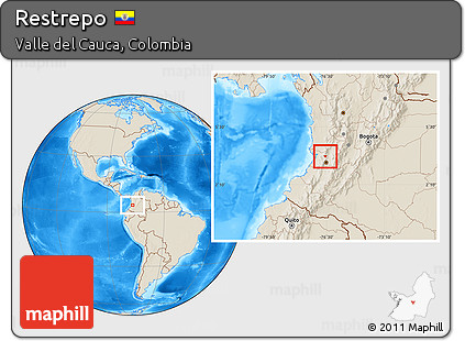 Shaded Relief Location Map of Restrepo