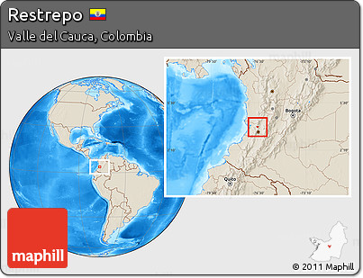 Shaded Relief Location Map of Restrepo