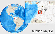 Shaded Relief Location Map of Restrepo, highlighted country, highlighted parent region