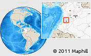 Shaded Relief Location Map of Restrepo, highlighted country