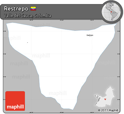 Gray Simple Map of Restrepo, single color outside