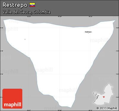 Gray Simple Map of Restrepo, single color outside