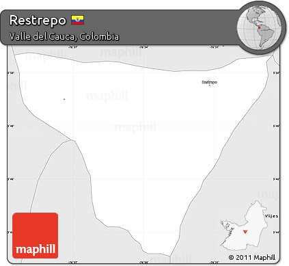 Silver Style Simple Map of Restrepo