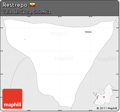 Silver Style Simple Map of Restrepo