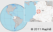Gray Location Map of Zarzal, highlighted country