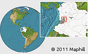 Satellite Location Map of Zarzal, highlighted country, highlighted parent region