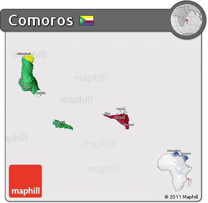 Flag 3D Map of Comoros