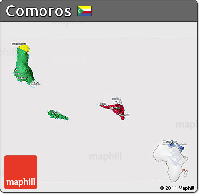 Flag 3D Map of Comoros