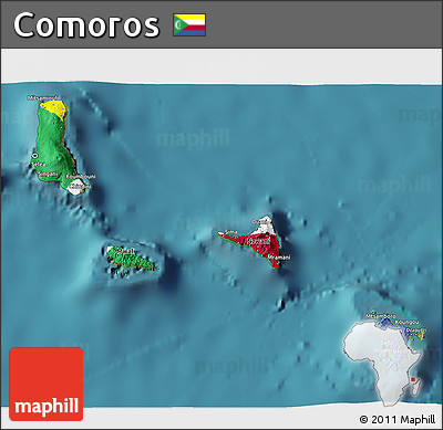 Flag 3D Map of Comoros, satellite outside