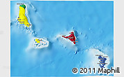 Flag 3D Map of Comoros, single color outside, shaded relief sea, flag rotated