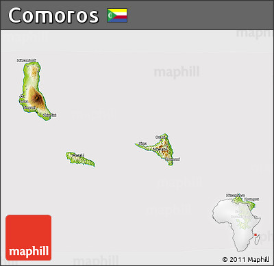 Physical 3D Map of Comoros, cropped outside