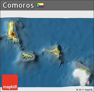 Physical 3D Map of Comoros, darken