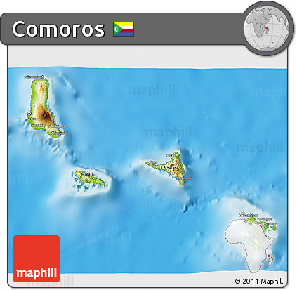 Physical 3D Map of Comoros